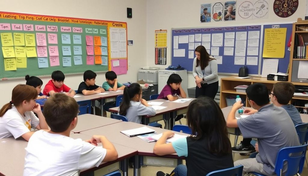 Middle school students working on choice board activities