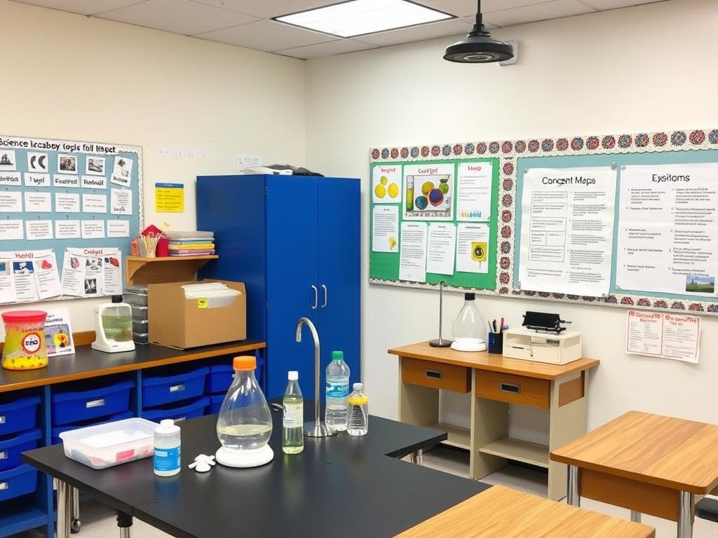 Science classroom with visual supports including labeled diagrams, word walls, and concept maps - Tips for Educators Science classroom with visual supports including labeled diagrams, word walls, and concept maps - Tips for Educators