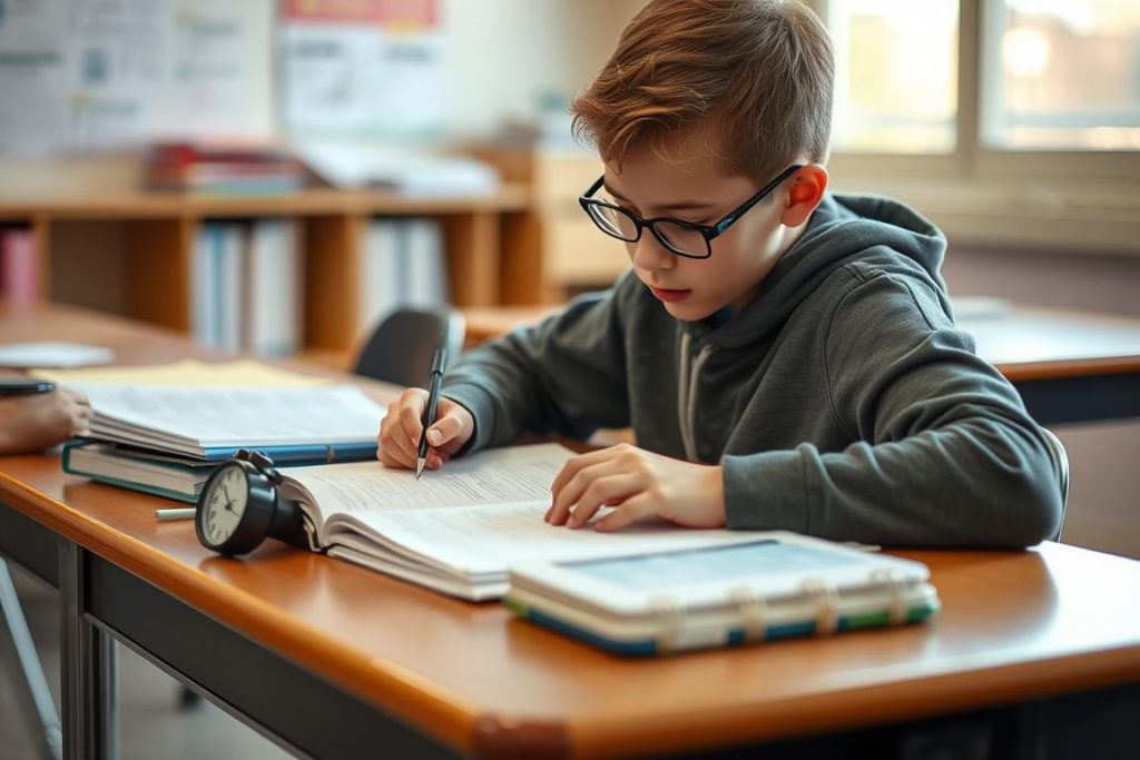 Student demonstrating self-discipline while working independently on a challenging task, embodying the true meaning of discipline