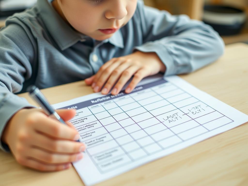 Student using a self-monitoring chart as part of cognitive Top Strategies Student using a self-monitoring chart as part of cognitive Top Strategies