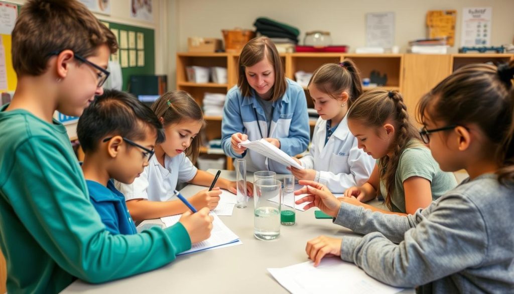 Students engaged in hands-on inquiry-based science experiment for student success