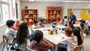 Students making choices in a collaborative classroom environment