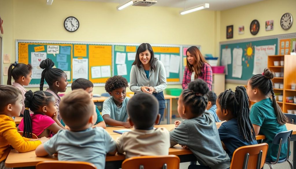 Students thriving in a classroom with effective classroom strategies implemented