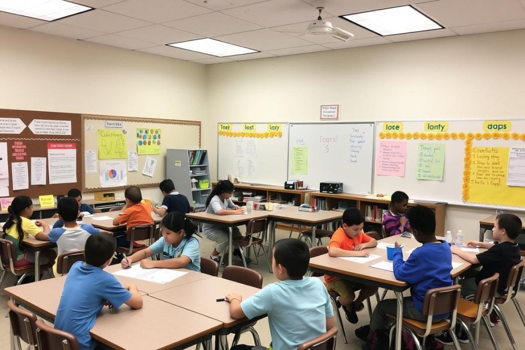 Students working at different learning centers practicing various integrated standards Students working at different learning centers practicing various integrated standards