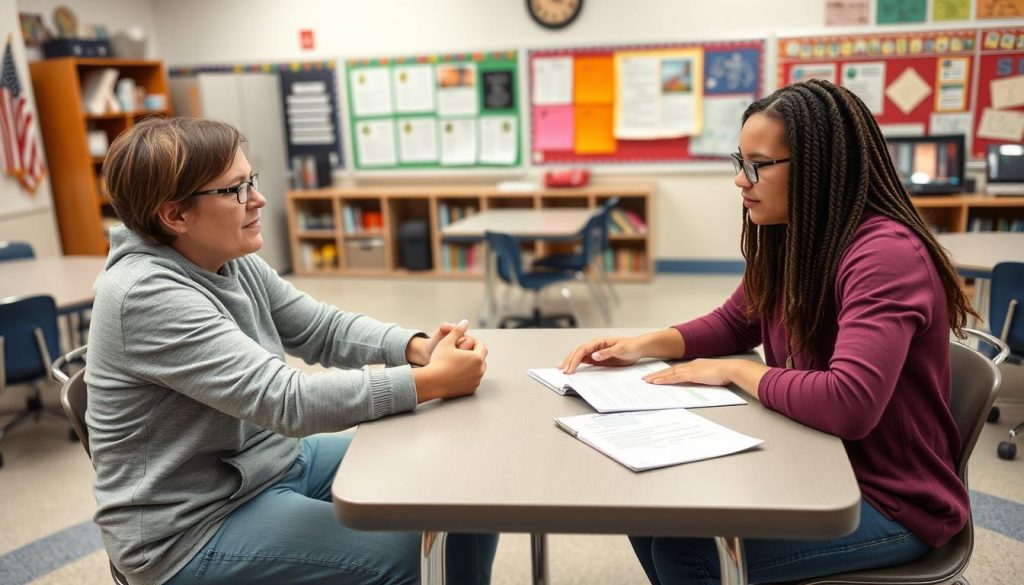 Teacher and student reviewing a personalized learning plan together