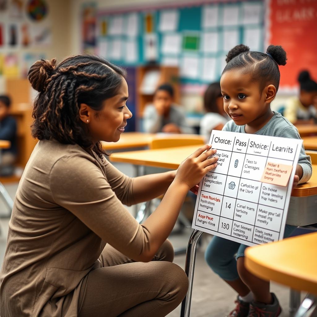 Teacher guiding a student making learning choices