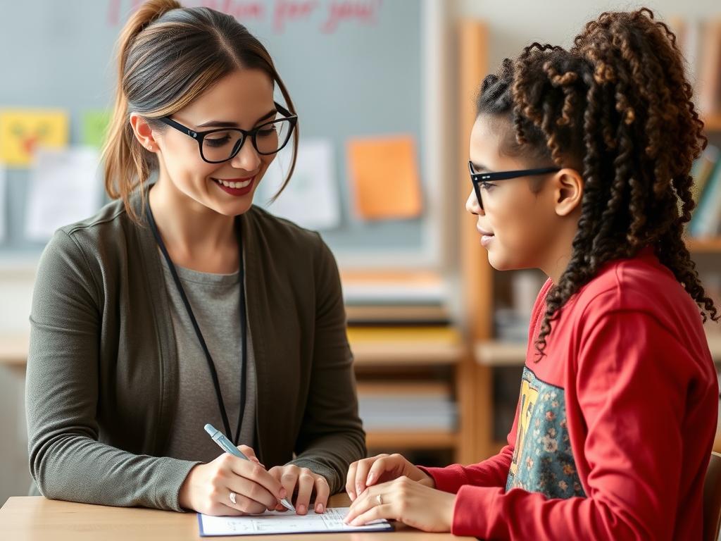 Teacher helping a student navigate choices while maintaining structure