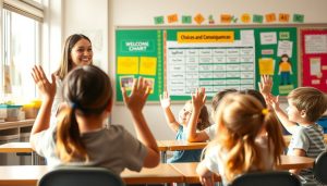 Teacher implementing Love and Logic principles in a classroom with engaged students Teacher implementing Love and Logic principles in a classroom with engaged students