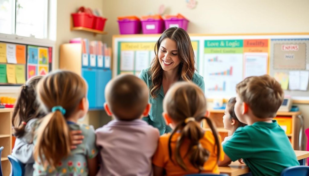 Teacher implementing Love and Logic principles in a diverse classroom setting Teacher implementing Love and Logic principles in a diverse classroom setting