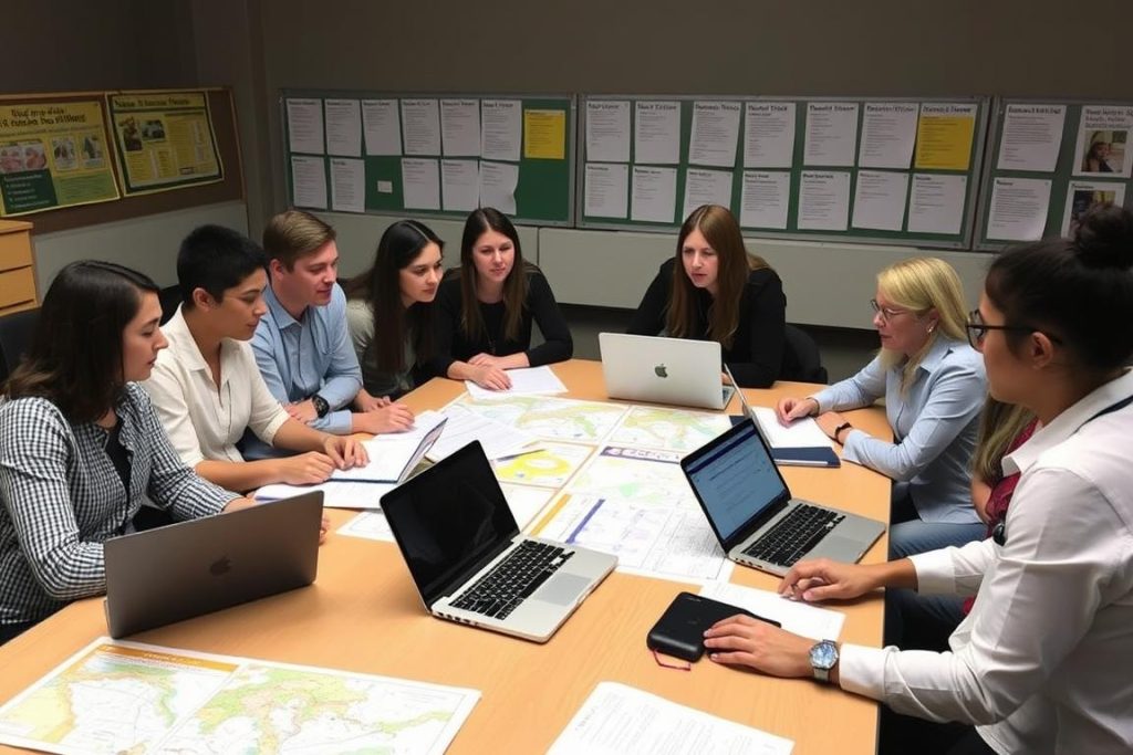 Teachers collaborating on curriculum mapping Teachers collaborating on curriculum mapping