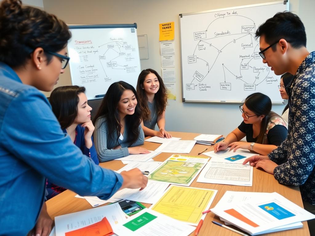 Teachers collaborating on integrating standards across curriculum