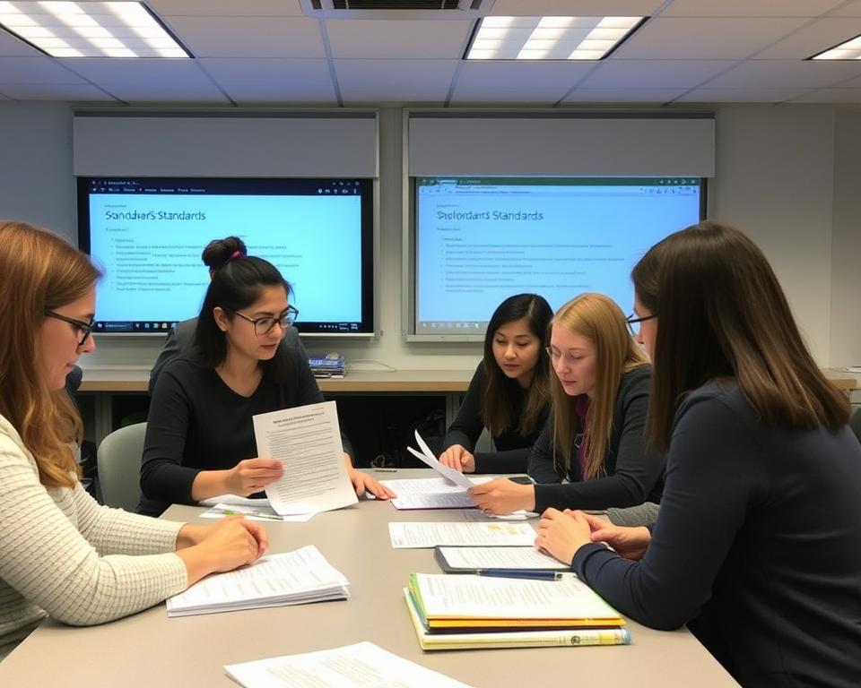 Teachers in professional development session focused on educational standards Teachers in professional development session focused on educational standards