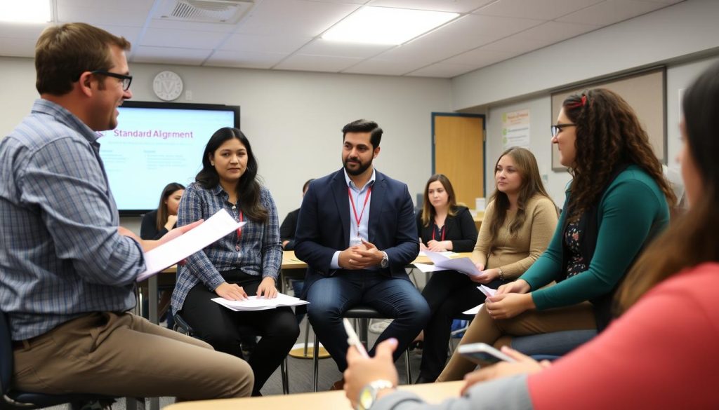 Teachers in professional development session on standards alignment
