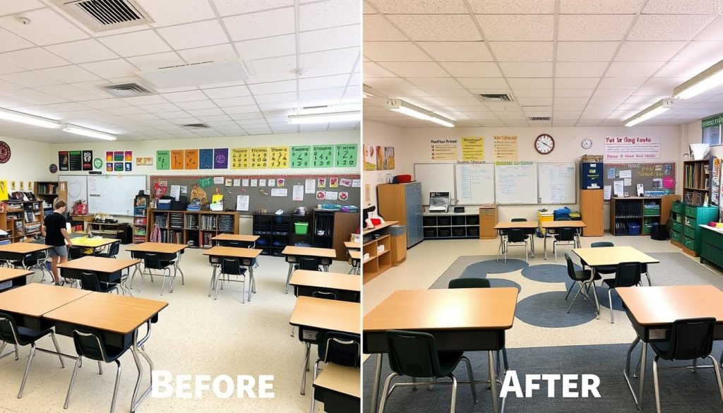 Before and after transformation of a classroom using Safe Environment Models Before and after transformation of a classroom using Safe Environment Models