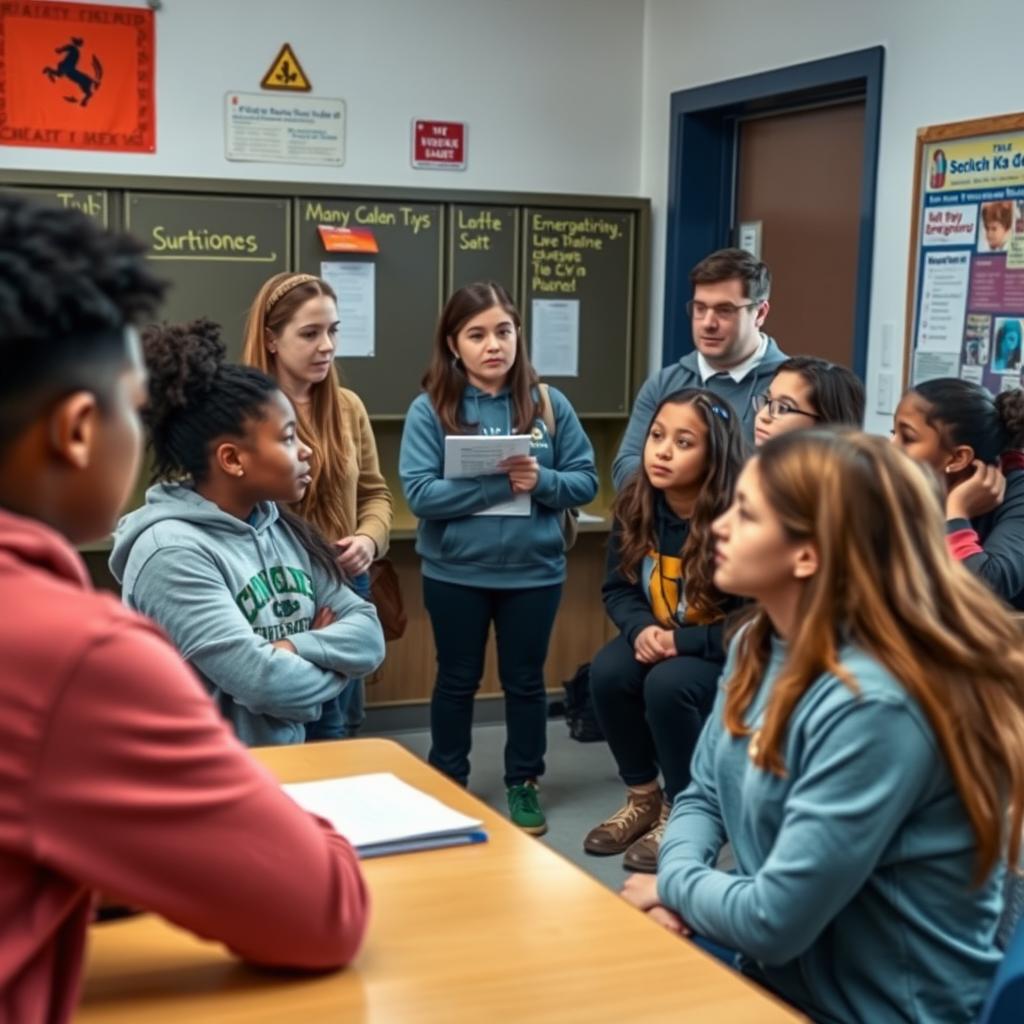 High school safety training session with students High school safety training session with students