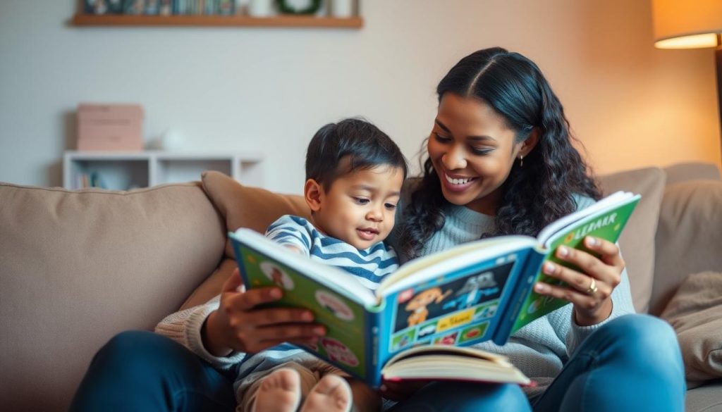 Parent reading with child demonstrating the importance of reading at home