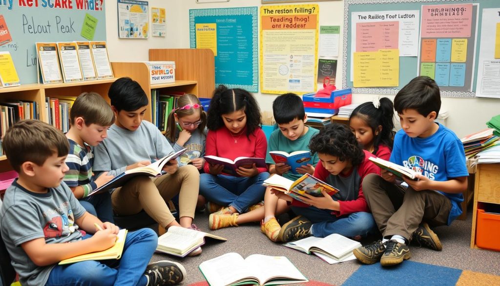 Students engaged in independent reading showing evidence of strong comprehension skills Students engaged in independent reading showing evidence of strong comprehension skills