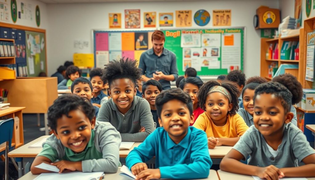 Students thriving in a safe learning environment classroom Students thriving in a safe learning environment classroom