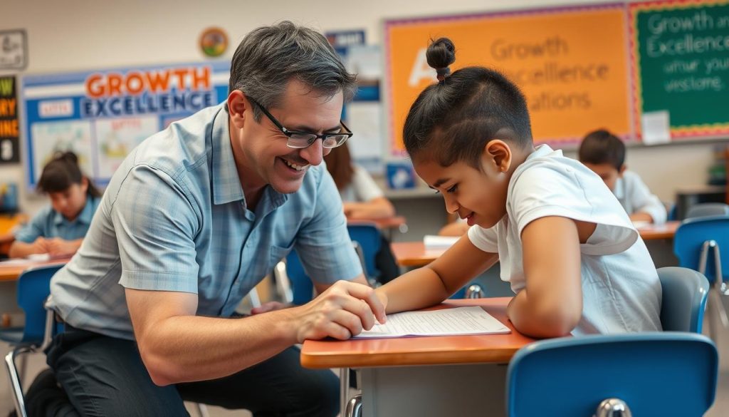 Teacher as a warm demander interacting with students