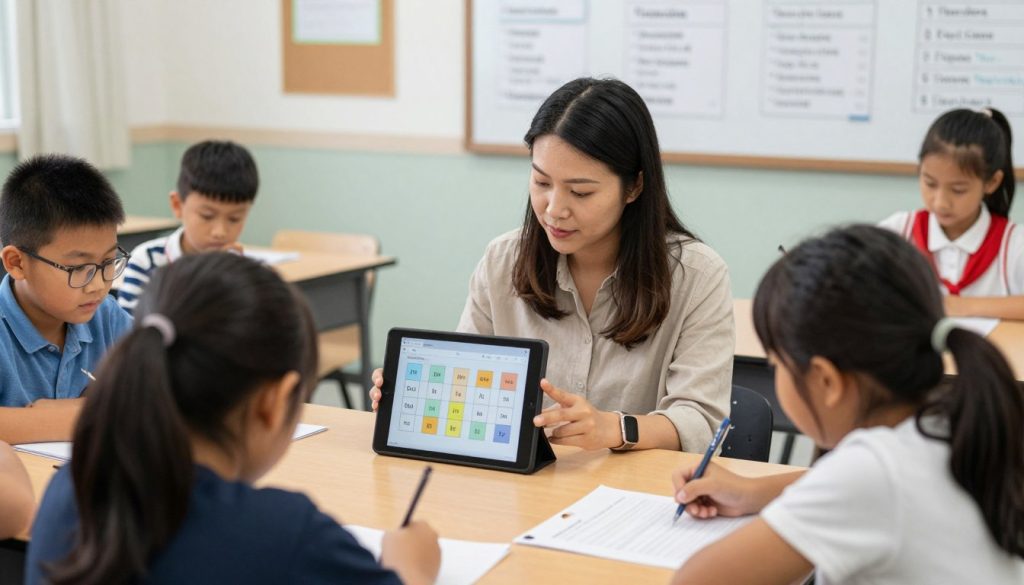 Teacher conducting a formative vocabulary assessment with students Teacher conducting a formative vocabulary assessment with students