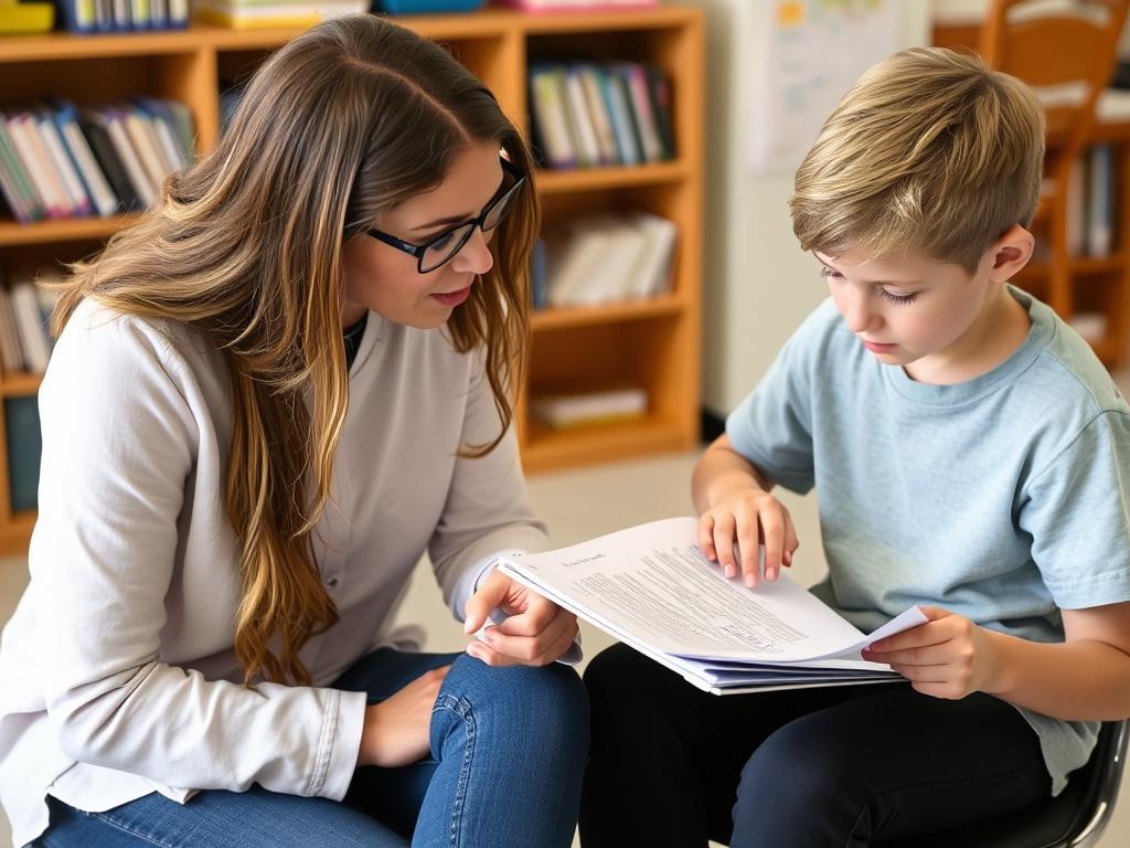 Teacher conferencing with student about revision