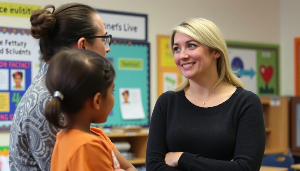 Teacher encouraging a hesitant student to take on a challenge