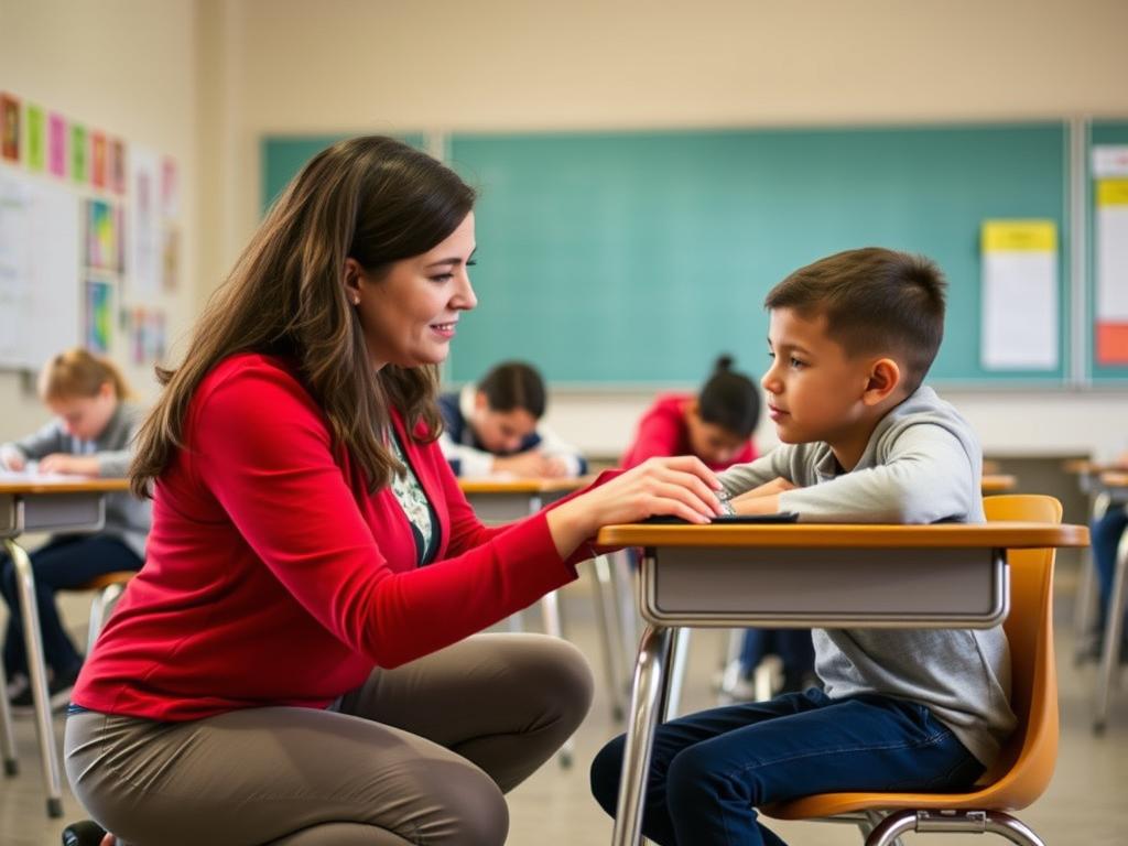 Teacher providing individualized feedback to a student