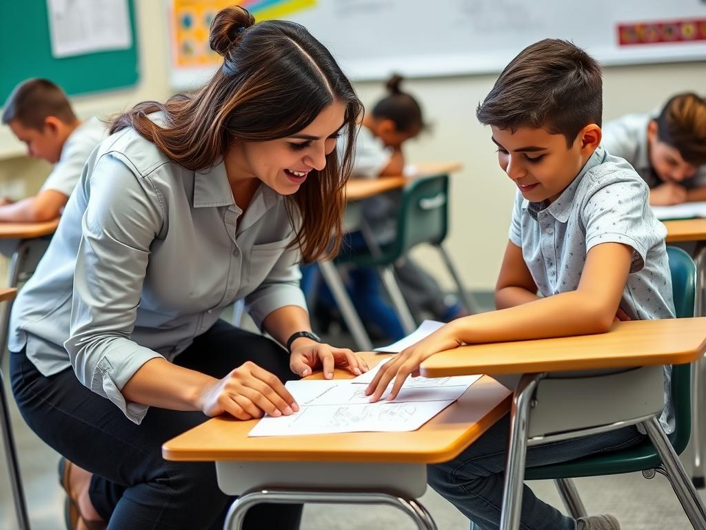 Teacher providing individualized support to student while maintaining high expectations
