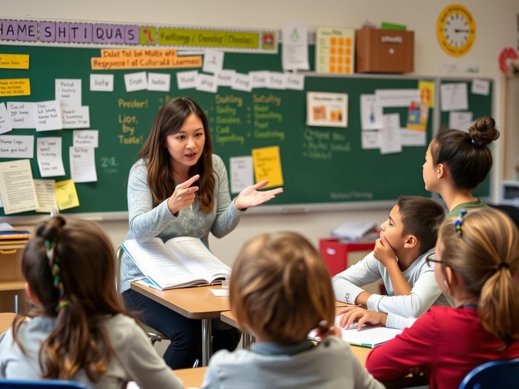 Teacher using visual aids to support English Language Learners with essential strategies for educators