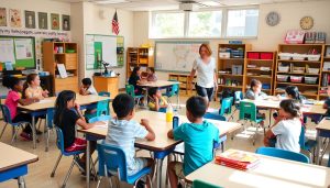 Teachers and students collaborating in a safe classroom environment with clear boundaries and Teachers and students collaborating in a safe classroom environment with clear boundaries and supportive atmosphere