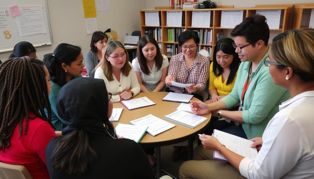 Teachers participating in a professional development workshop focused on safe environment practices Teachers participating in a professional development workshop focused on safe environment practices
