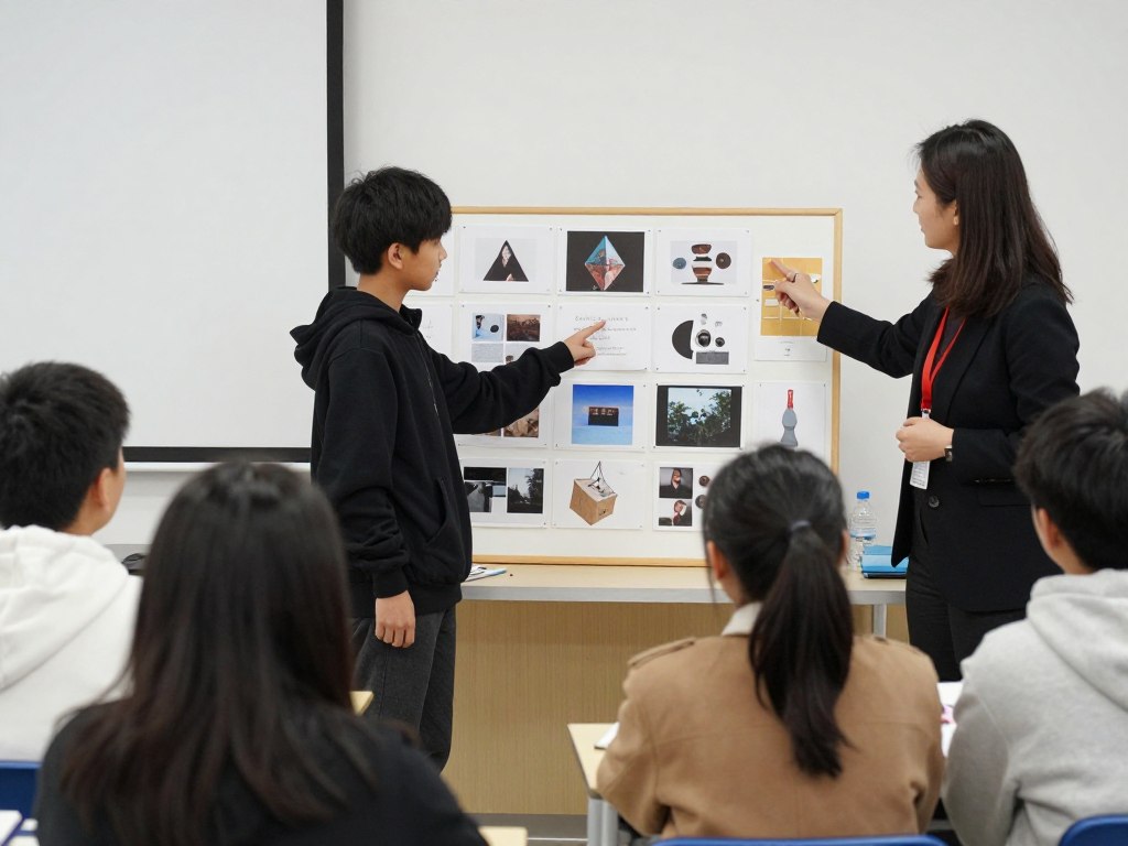 A student presenting a portfolio of work to demonstrate learning, showing successful strategies for teaching gifted learners through authentic assessment