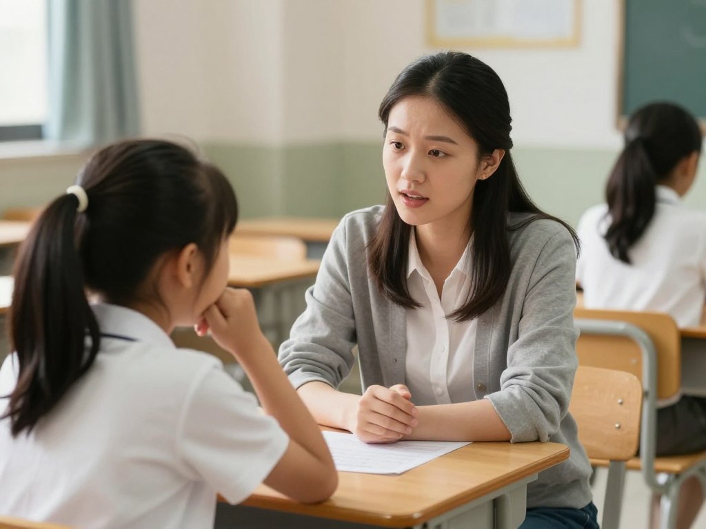 A teacher having a one-on-one conversation with a gifted student about social-emotional needs