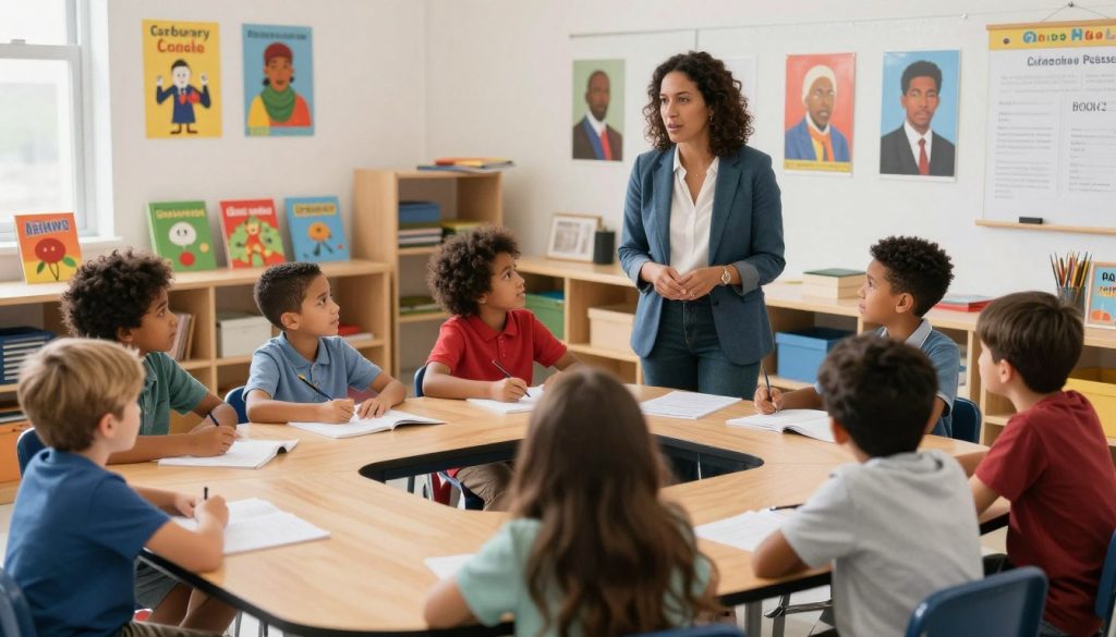 Diverse classroom with culturally responsive teaching practices