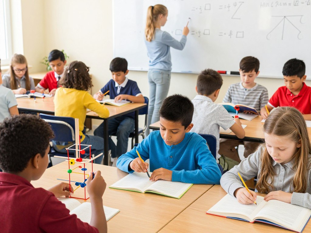 Diverse group of gifted students working on different projects Diverse group of gifted students working on different projects