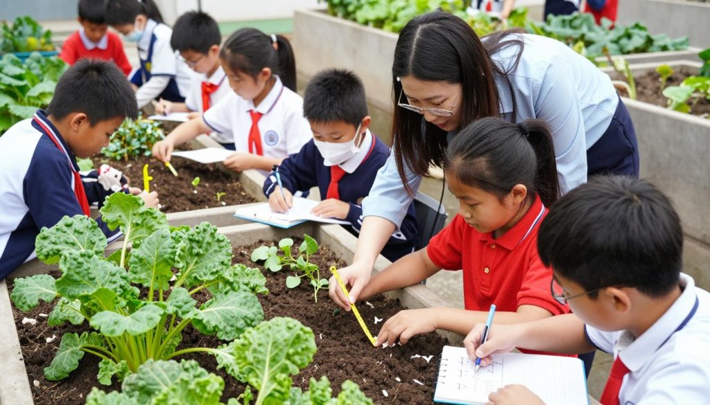 Students engaged in a community garden project as part of authentic learning increasing student engagement strategies