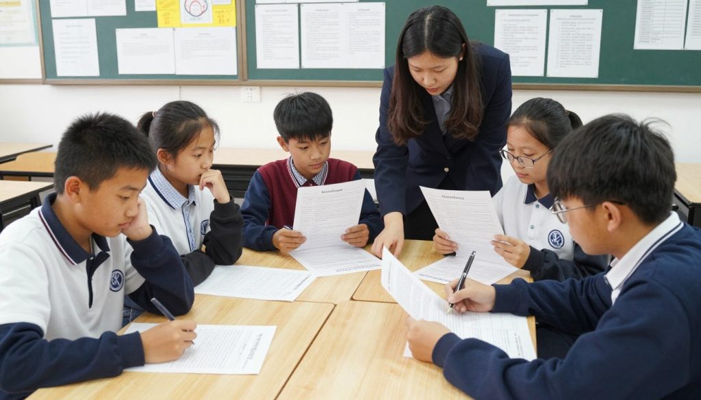 Students engaged in peer assessment and feedback activities