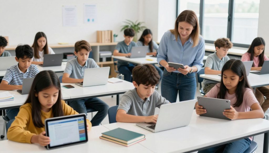 Students using digital tools for an engaging learning activity Students using digital tools for an engaging learning activity