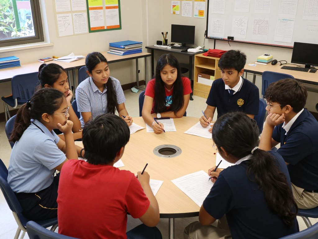 Students working in small groups on a collaborative project Students working in small groups on a collaborative project