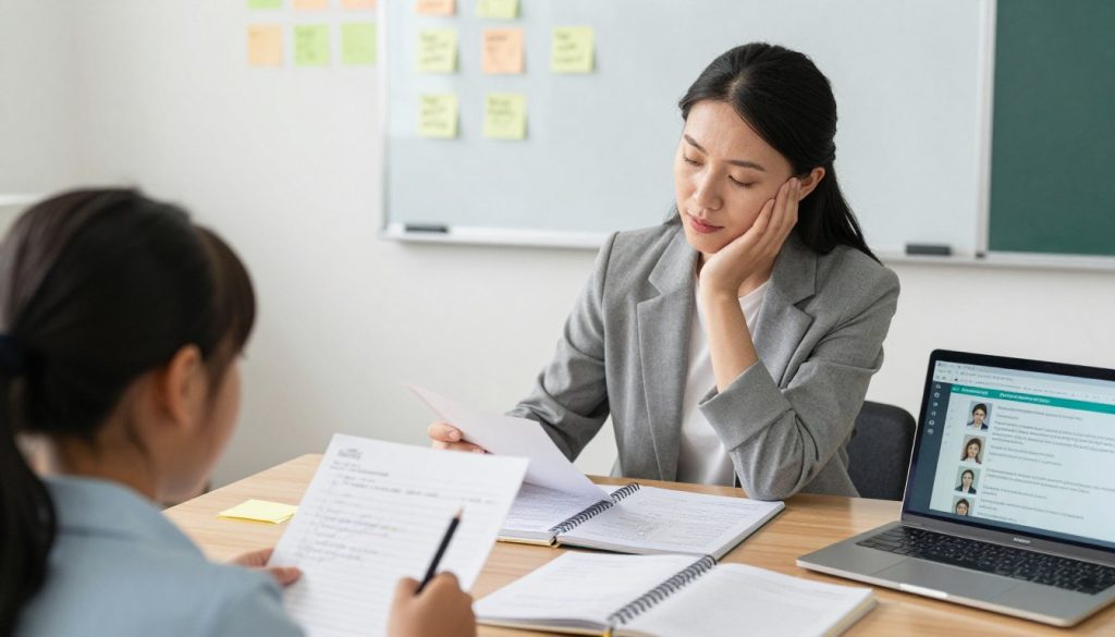 Teacher reflecting on student engagement strategies